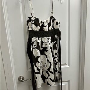 Floral Brown and White Dress